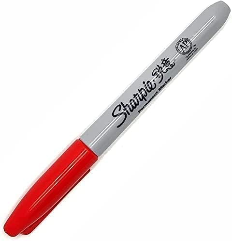 6 x Sharpie Permanent Marker Pens with Fine Point Tip for Paper Metal & Plastic, Red Colour Ink - Image 4