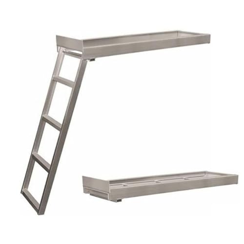 Accskzo 4-Step Undermount Aluminum Pontoon Boat Ladder, 300LBS Capacity, Non-Slip