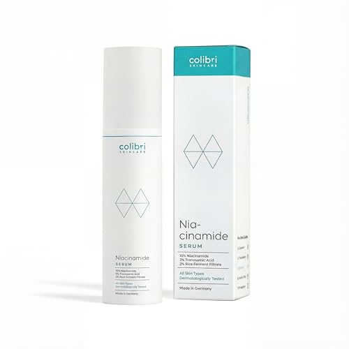 colibri skincare 10% Niacinamide Serum 50ml - Porenverfeinerndes Serum für unreine Haut gleicht Rötungen & Hyperpigmentierung aus und unterstützt Talg- & Feuchtigkeitsbalance - Made in Germany