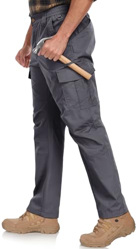 Image of Mens Cargo Work Pants Durable Ripstop Tactical Pants with 7 Pockets Outdoor Water Resistant Hiking Woking Construction Pants