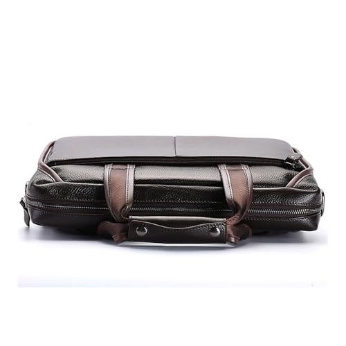 Man Bag Genuine Leather Briefcase Men Business Handbag Messenger Bags Male Vintage Men's Shoulder Bag Large Capacity (Black)4