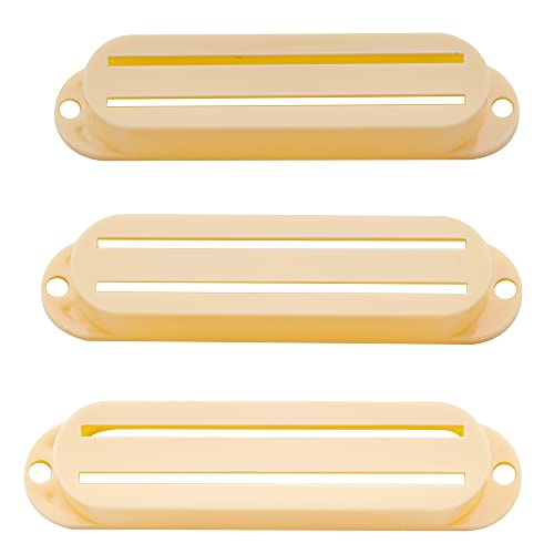 Musiclily Hot Rails Single Coil Sized Humbucker Pickup Covers Set for Strat Style Eelectric Guitar, Cream (Set of 3)