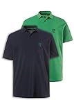 Seitenschlitze JP 1880 Herren große Größen bis 7XL, Poloshirts, 2er-Pack, Piqué, Seitenschlitze, Regular Fit, Navy, waldgrün XXL 704317 49-XXL