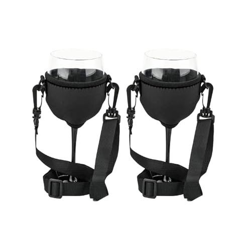 LUMOOM 2 soportes para copas de vino para colgar, soporte portátil para copas de vino, soporte para el cuello, ideal para fiestas de vino, bodas, cumpleaños, fiestas, picnics (negro)