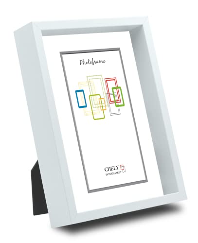 CHELY INTERMARKET | Marcos con Profundidad 20x25cm MOD-3508 (Blanco) Perfil lateral anchos, ideal para Decoración de Casa, fotografías de Boda, comunión o bautizos. (3508-20 * 25-0,60)