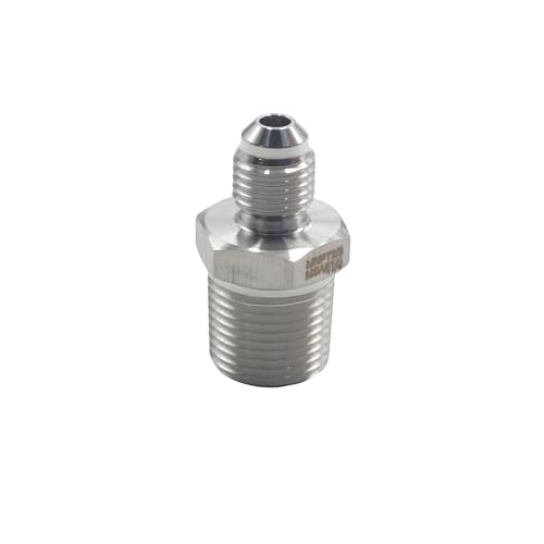 Image of HFS(R) 3 /8 inch NPT Male to 1 /4 inch SAE Male Flare Tubing Adapter Hose Connector Pipe Fittings 304 Stainless Steel (3 /8 inch MNPT x 1 /4 inch MSAE)