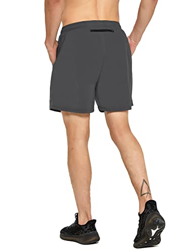 Image of DEMOZU Men's 5 Inch Running Tennis Shorts Quick Dry Athletic Workout Gym Exercise Sports Active Shorts with Pockets