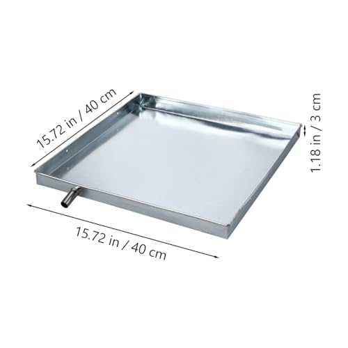 Image of Housoutil Air Conditioner Drip Pan, Galvanized Iron AC Drip Tray, Square Window AC Drain Tray, Condensate Catch Basin, Metal Split Water Catcher for Leakage Protection Outdoor Indoor Unit -15.72 Inch