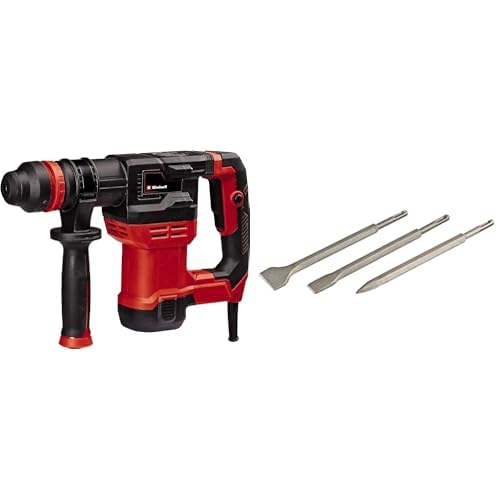 Einhell Martillo de demolición TE-DH 5 (5 J, asidero amortiguado en vibraciones, asidero adicional ajustable flexible, incl. E-Box) + Set de cinceles SDS