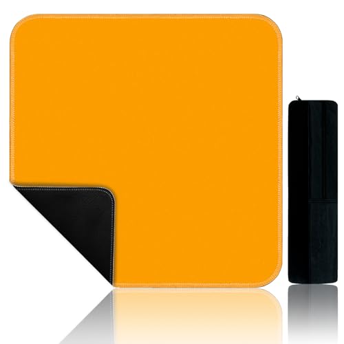AzulHome Classic Mahjong Mat for Mahjong Night - 31.5"x31.5" Non-Slip Gaming Table Cover with Carrying Bag (Orange)