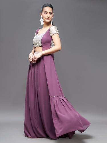 Image of Miss Chase Women's Embellished Square Neck Short Sleeves Waist Band Pocketed Tiered Maxi Co-Ord Set with Pocket