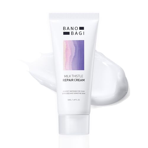 BANOBAGI Milk Thistle Repair Cream - Skin Barrier Repair Face Cream with Hyaluronic Acid & Panthenol | Non-Comedogenic Face Moisturizer for Sensitive Skin | Korean Skin Care | Fragrance Free | 1.69oz