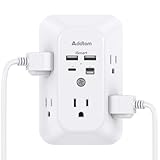 Outlet Extender Surge Protector - Addtam 5-Outlet Splitter with 4 USB Wall Charger(PD 20W), Multi Plug Wall Outlet Power Strip for Home, Dorm Room Essentials