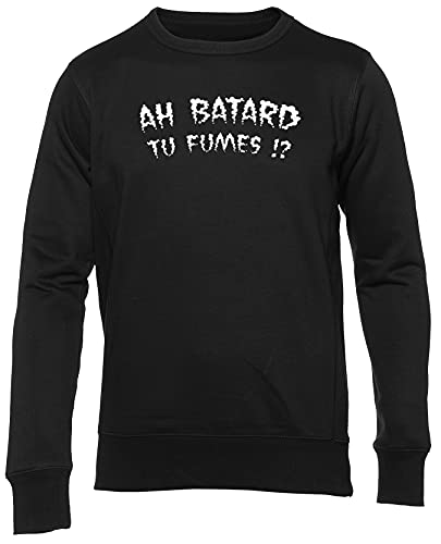 Lacrim Ah Batard Tu Fumes Pull-Over Unisexe Hommes Femmes Manche Longue Noir Chandail Jumper Unisex Men Women Black XL