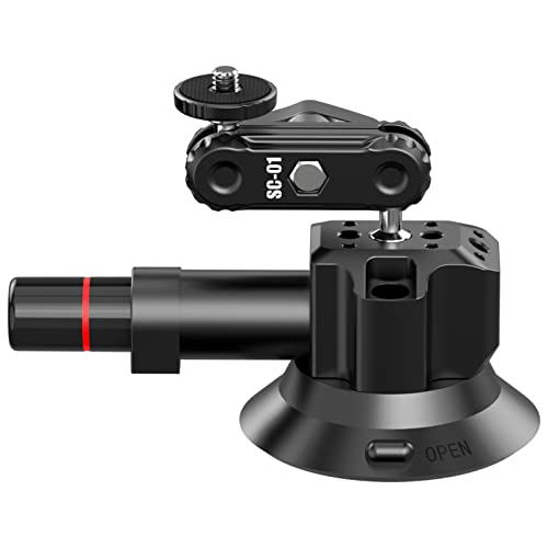 UURig SC-01 Suction Mount 3\" for Vlogging Action Camera Car w Smartphone Clamp Compatible with DJI OSMO Pocket 3/OSMO 360/Insta 360 x5/iPhone 16 15 14 13 Pro Max, 1/4\" Magic Arm Car Windshield Window - Thumbnail 7