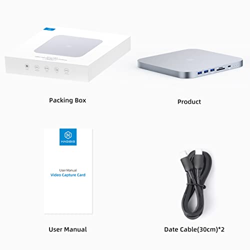 Image of Hagibis USB-C Hub with Dual Hard Drive Enclosure, Type-C Docking Station for Mac Mini M1 with 2.5inch SATA, M.2 NVMe NGFF, 4K@60Hz DP1.4, USB 3.1 Gen2, 10Gbps USB-C, SD /Micro SD (MC25 Pro DP)