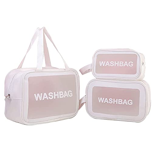 3 Pcs Neceser Transparente Impermeable,Neceser Transparente De PVC,Conjunto De Bolsa De Almacenamiento De Viaje Portátil,Set De Neceser Transparente, para Viajes Familiares, Viajes Negocios