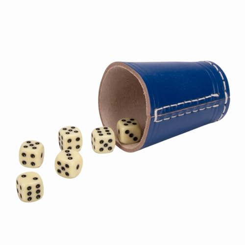 GICO Cubos de calidad (cuero auténtico) estándar (9 cm) azul con 6 dados – 5904