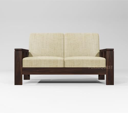 Image of Solid Sheesham Wood 7 Seater Sofa Set for Living Room | Wooden Sofa Set for Living Room Furniture 3+2+2 | Solid Wood Sofa Set | Walnut Finish