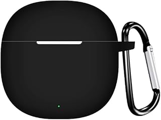 جراب سيليكون محمول لسماعات اذن بلوتوث هونر X6، غطاء حماية ناعم مضاد للسقوط مع سلسلة مفاتيح - اسود