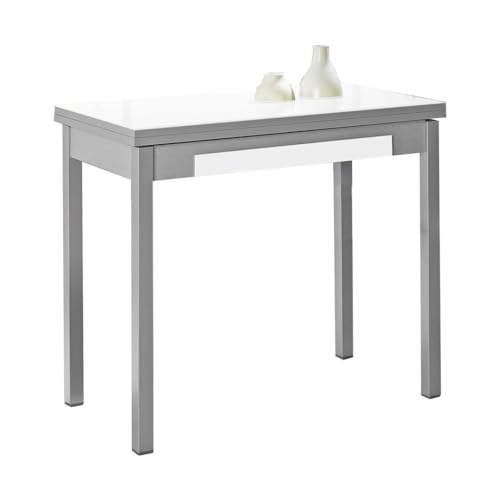 Mesa de cocina espacios pequeños con apertura de libro – tapa de cristal – disponible en varios colores