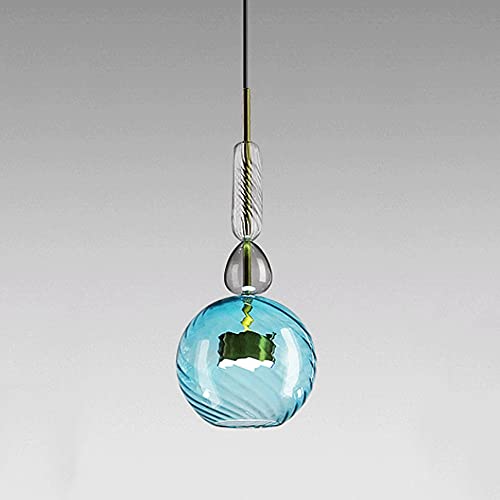 Suspension plafonnier creative en verre bleu pour salle à manger moderne