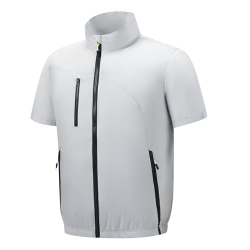 Caxndycing Chaqueta de refrigeración para hombre de manga corta para hombre, chaqueta de refrigeración de verano con ventiladores, aire acondicionado portátil, chaleco de ventilador, envolturas