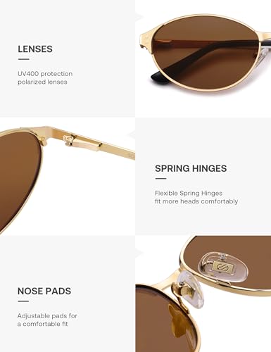 Image of SOJOS Retro Oval Polarized Sunglasses for Women Men, Trendy Chic Cat Eye 90s Y2K Sunnies SJ1266