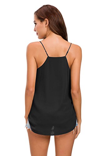 Womens V Neck Spaghetti Strap Tank Tops Dressy Casual Camisole Blouses Sleeveless Loose Cami Basic Tank Shirt