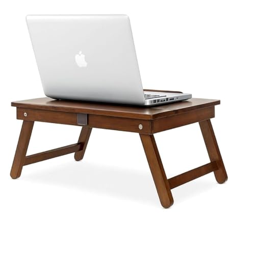 Image of Wooden Finish Standard Multi-Purpose Foldable Portable Bed Table. (Walnut)