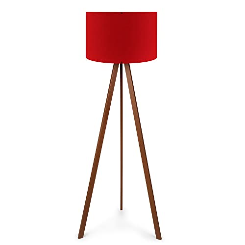 Lámpara de pie pantalla recta con 70% mdf / 30% pvc fabric, rojo 38x38x140