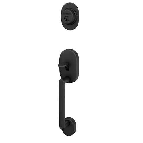 Image of Schlage F58 RMN 622 Remsen Exterior Front Entry Handleset, Exterior Side Grip, Matte Black
