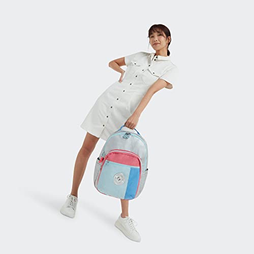 Kipling Mochila Seoul grande metálica para laptop de 15 polegadas prata brilhante