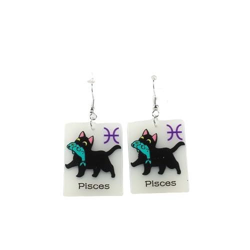 12 Constellation Zodiac Cat Earrings Luminous Black Cat