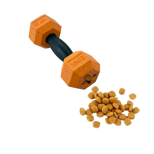 Max Fusion Made with Nike Grind, Arlee Dumbbell Dog Toy, Orange Dog Toys for Small & Medium Dogs, Durable & Natural Rubber Chew Toy for Play, Fetch, Tug & Chewing, Small, 1 Count