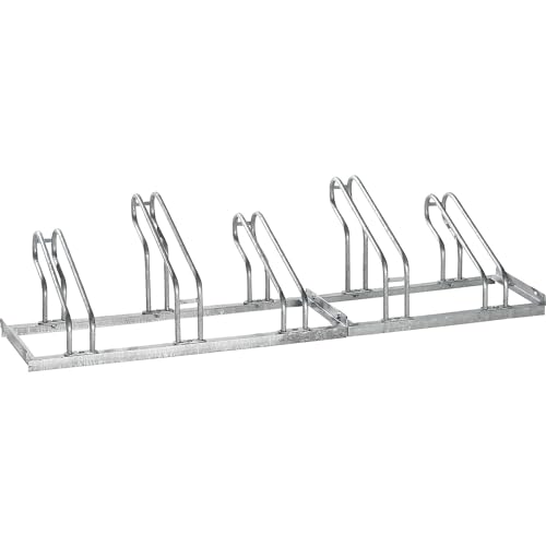 eurokraft | Fahrradständer| Bügel aus 18 mm Stahlrohr| Radeinstellung einseitig| feuerverzinkt| 5 Stellplätze.