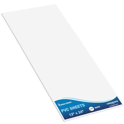 Image of Mega Format Expanded PVC Plastic Sheets - 12 inch X 24 inch White Rigid Sheet for Crafts, Signage, & Displays - Sintra, Celtec PVC Board - Waterproof for Outdoors Use - 1 /4 inch 6mm Thick - 1-Pack-White