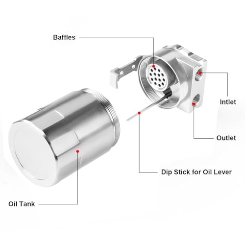 Image of 350ml Aluminum Oil Catch Can Polished Oil Separator Tank Compatible with Ford F150 2.7EB 3.5EB 5.0L Passenger Side 2011-2021, Expedition 3.5L EcoBoost 2018-2021, Raptor 3.5L Ecoboost 2017-2021,Silver