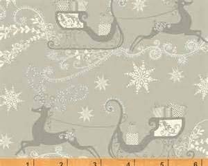 Glisten Christmas Santa's Sleigh on Silver Cotton Fabric (Great for Quilting, Sewing, Craft Projects, Throw Pillows & More) 1/2 Yard X 44 Wide