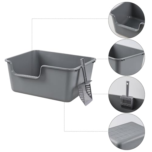 Caja de Arena para Gatos 4-Pack con Laterales Altos Gris miniatura 2