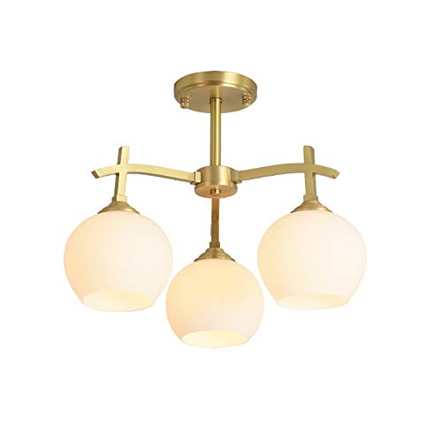Chandelier moderne 3 lumières en laiton pour salon et cuisine