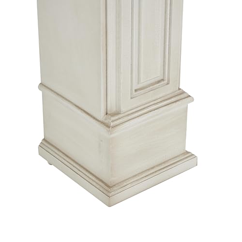 Image of Deco 79 Wooden Fireplace Mantle Freestanding with Leaf Accents, 47 inch x 9 inch x 43 inch, White
