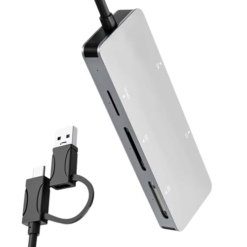 YiNLuax Lector de tarjetas de memoria universal compatible con 6 conectores de formato USB 3.0 tipo C para ordenadores y dispositivos, lector de tarjetas USB C