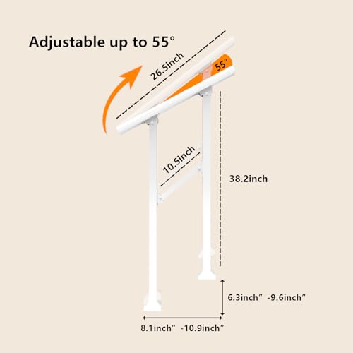 Arti-Life Hand Rails for Outdoor Steps,2 Step Railings for Outdoor Steps,Handrails for Outdoor Steps,Porch Handrail White Kit for Concrete,Brick,Wood Step by Arti-Life - Image 2