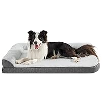 Lesure Orthopädisches Hundebett für große Hunde, 106 x 76 x 16,5 cm, Hundesofa mit Eierkarton-Schaumstoff und wasserfestem Innenfutter, gemütlich, waschbar, Grau