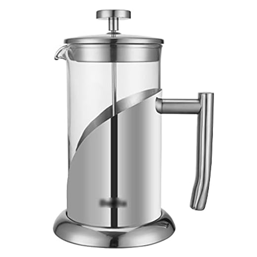 Fransk press kaffebryggare 304 rostfritt stål filter fransk filtergryta kaffe, hög borosilikat värmebeständig fransk kaffepress i glas multifunktion (färg: Silver, storlek: 1 000 ml)