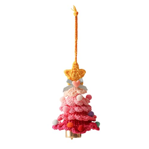 Campana de árbol de Navidad Tejida a Ganchillo, decoración navideña Colgante Tejida con Campanas Doradas, Colgante navideño para Puertas, Ventanas, Coronas, Fiesta