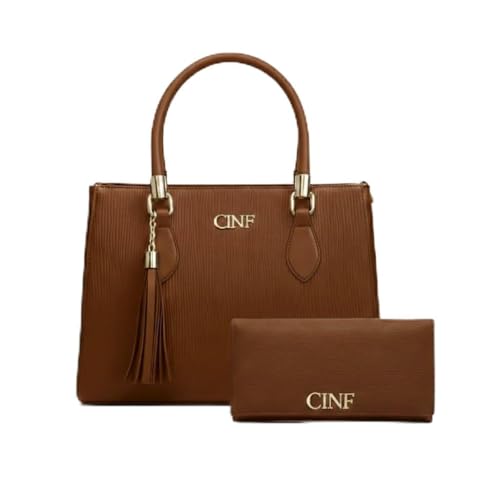 Bolsa Feminina Média de Ombro + Carteira Kit Com 2 Peças (Caramelo)
