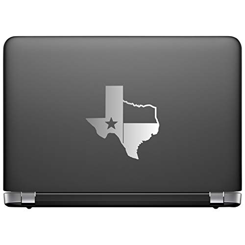 Image of TX Flag Shaped Like Texas [Pick Color] Vinyl Transfer Sticker for Laptop /Car /Truck /Window /Bumper (3 inch x 3 inch, Silver)