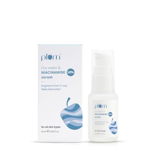 Plum 10% Niacinamide Face Serum For Clear, Bright Skin | Fades Blemishes & Dark Spots | With Rice Water | Lightweight | Dermatologically Tested | Beginner Friendly | All Skin Types | Women & Men | Fragrance-Free | 100% Vegan | 15 ml